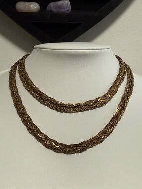 Gold Braided Rope Chain Necklace